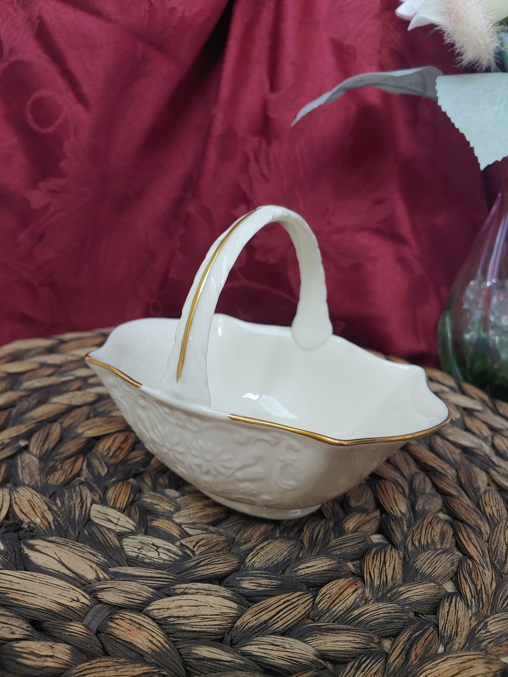 Lenox White Porcelain Basket with Gold Trim.